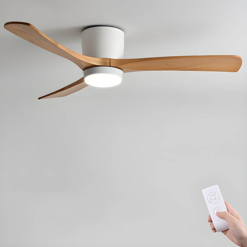 Wooden Ceiling Fan Light Nordic Style-Lighting > Ceiling Lights-casanuva-107cmx28cm-White+Natural Wood-Warm Light-casanuva