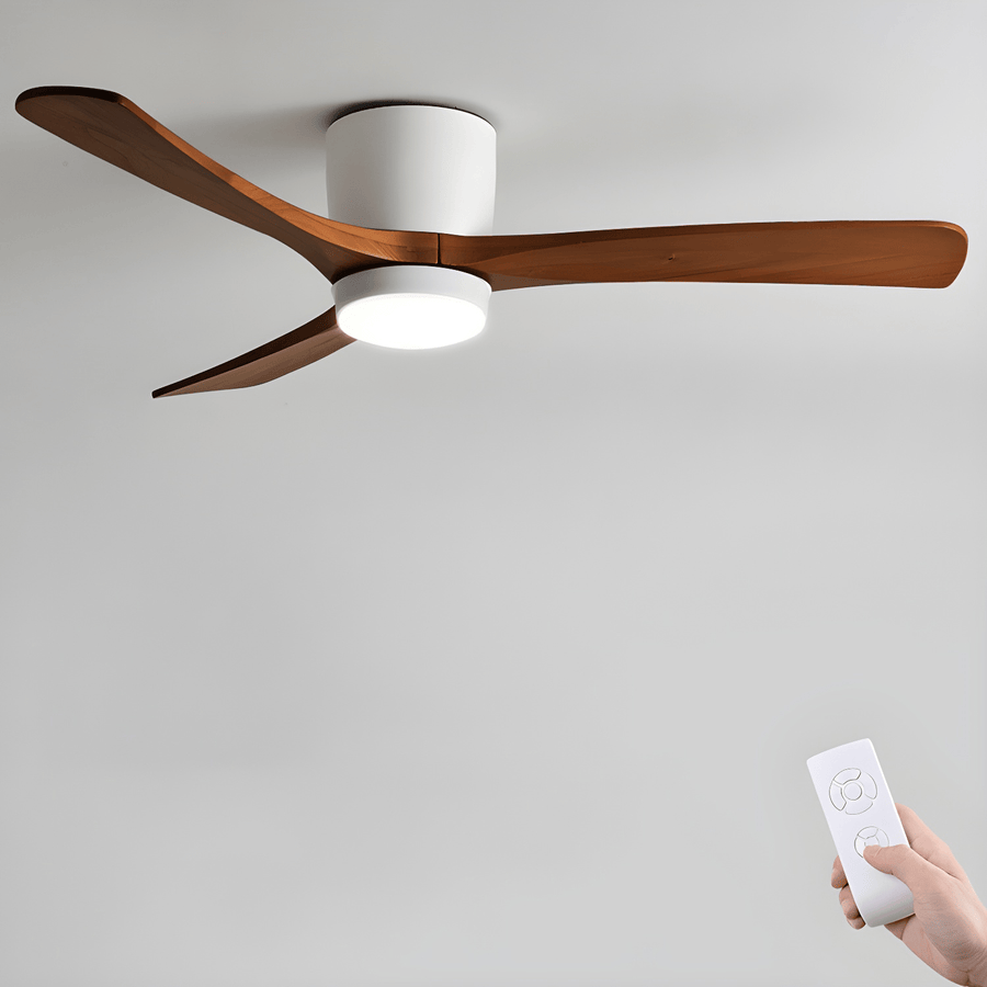 Wooden Ceiling Fan Light Nordic Style-Lighting > Ceiling Lights-casanuva-107cmx28cm-White+Walnut Wood-Warm Light-casanuva