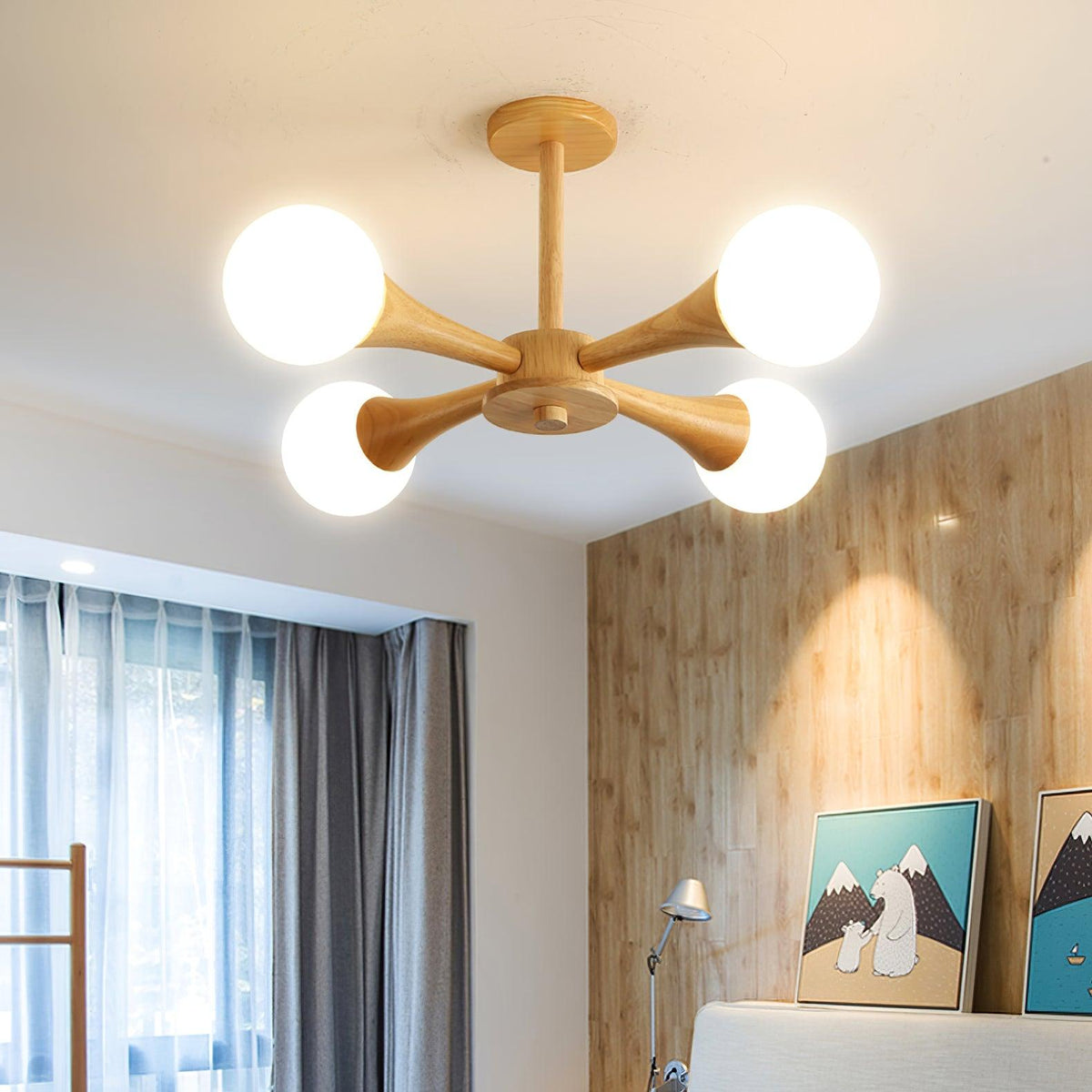 Wooden Chandelier with Natural Finish-Lighting > Chandeliers & Pendant Lights-casanuva-casanuva
