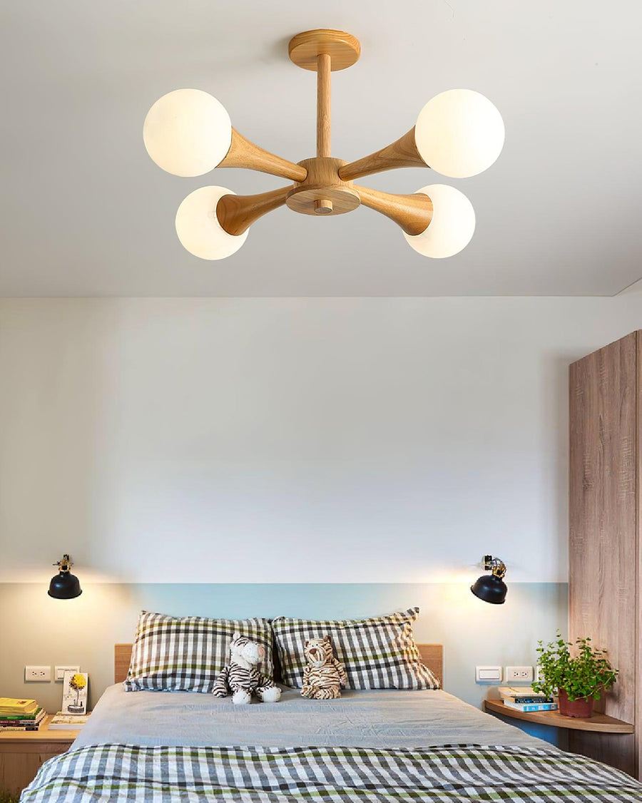Wooden Chandelier with Natural Finish-Lighting > Chandeliers & Pendant Lights-casanuva-casanuva