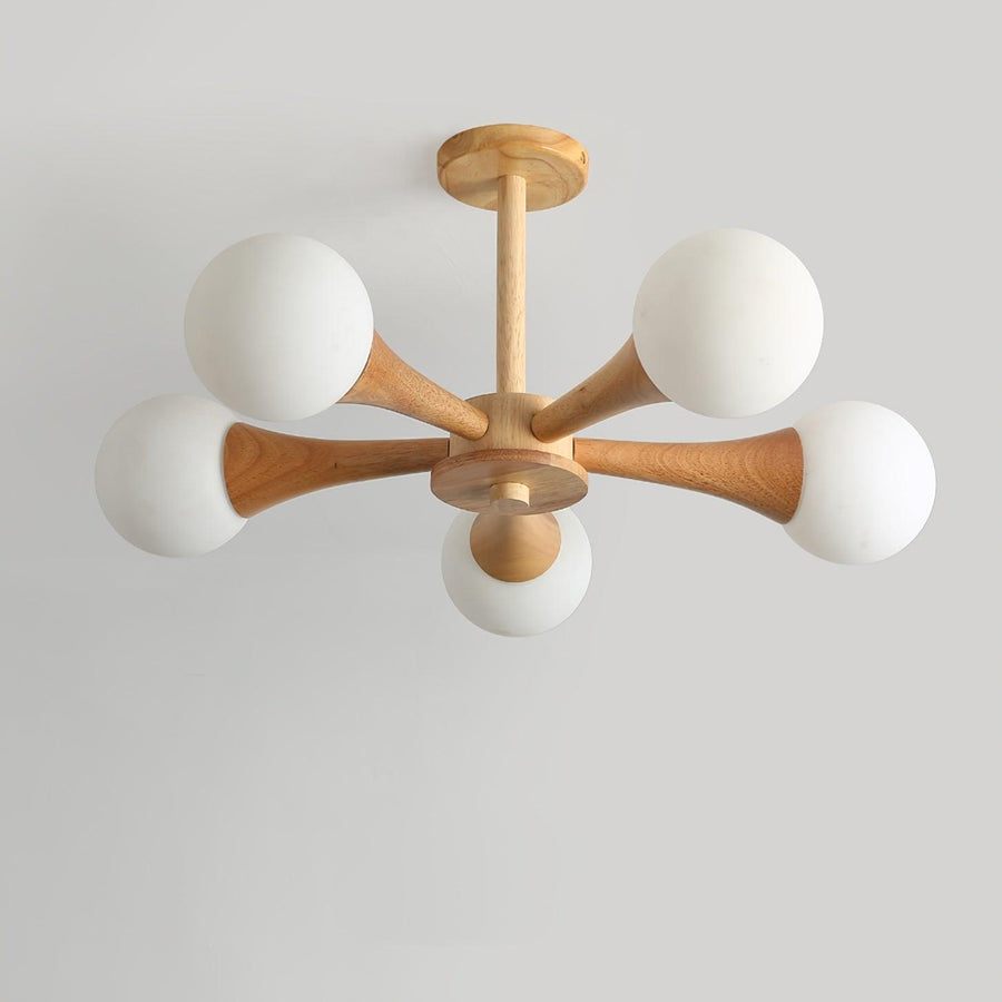 Wooden Chandelier with Natural Finish-Lighting > Chandeliers & Pendant Lights-casanuva-casanuva