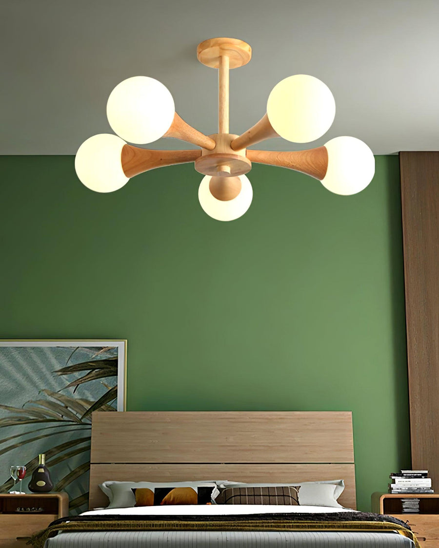 Wooden Chandelier with Natural Finish-Lighting > Chandeliers & Pendant Lights-casanuva-casanuva
