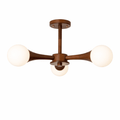 Wooden Chandelier with Natural Finish-Lighting > Chandeliers & Pendant Lights-casanuva-3 heads 24.0" x H 11.8"-Walnut Wood Color & White-casanuva