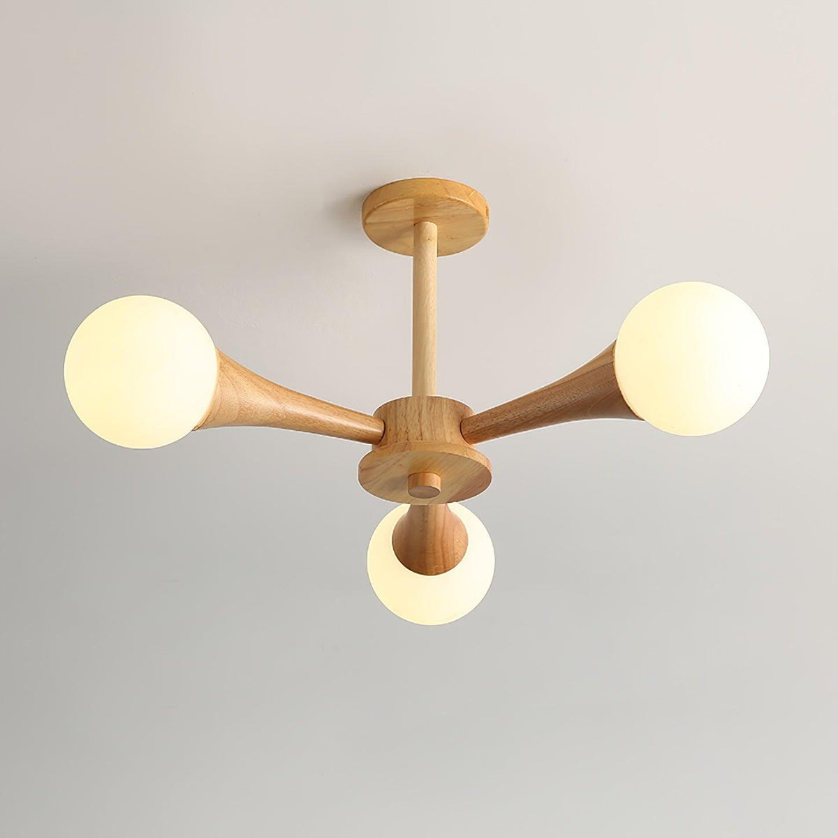 Wooden Chandelier with Natural Finish-Lighting > Chandeliers & Pendant Lights-casanuva-3 heads 24.0" x H 11.8"-Wood & White-casanuva