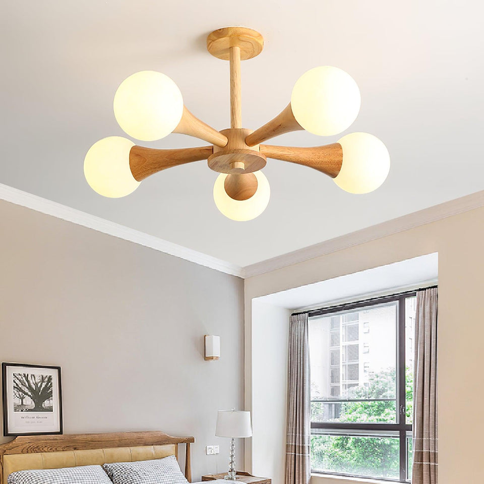 Wooden Chandelier with Natural Finish-Lighting > Chandeliers & Pendant Lights-casanuva-casanuva