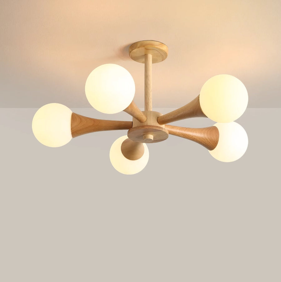 Wooden Chandelier with Natural Finish-Lighting > Chandeliers & Pendant Lights-casanuva-casanuva
