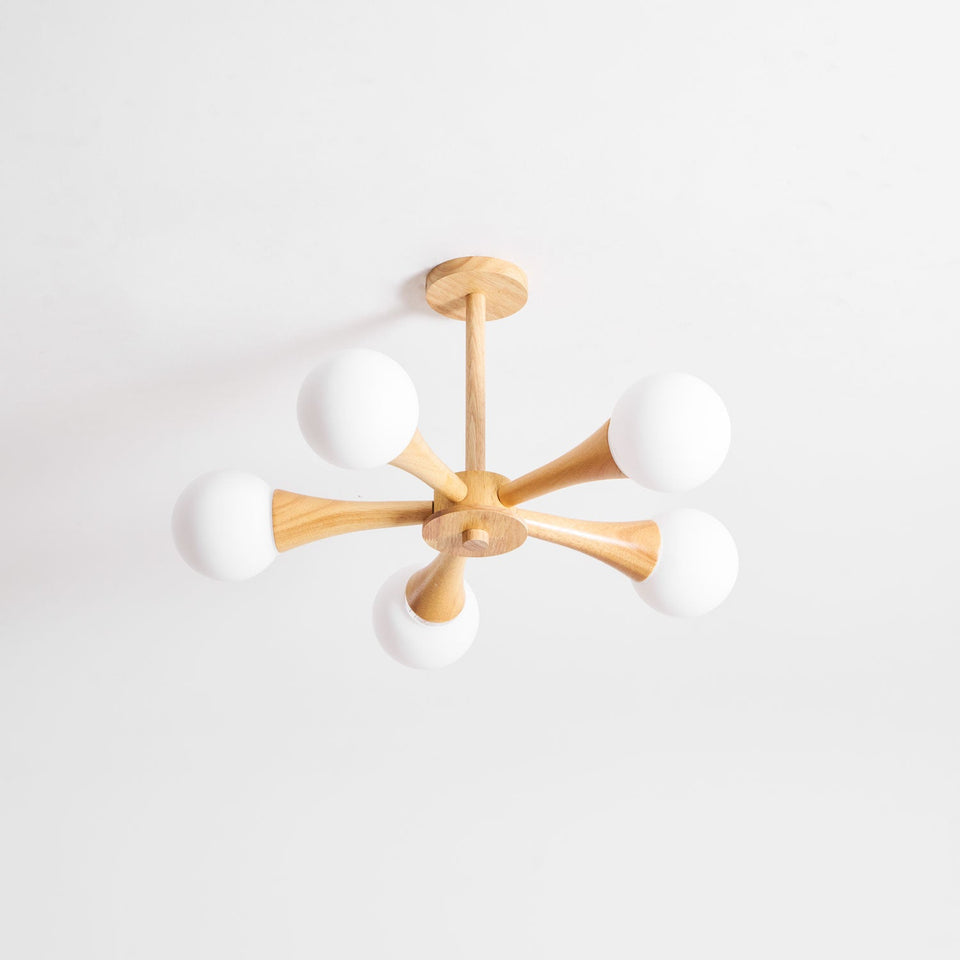 Wooden Chandelier with Natural Finish-Lighting > Chandeliers & Pendant Lights-casanuva-casanuva