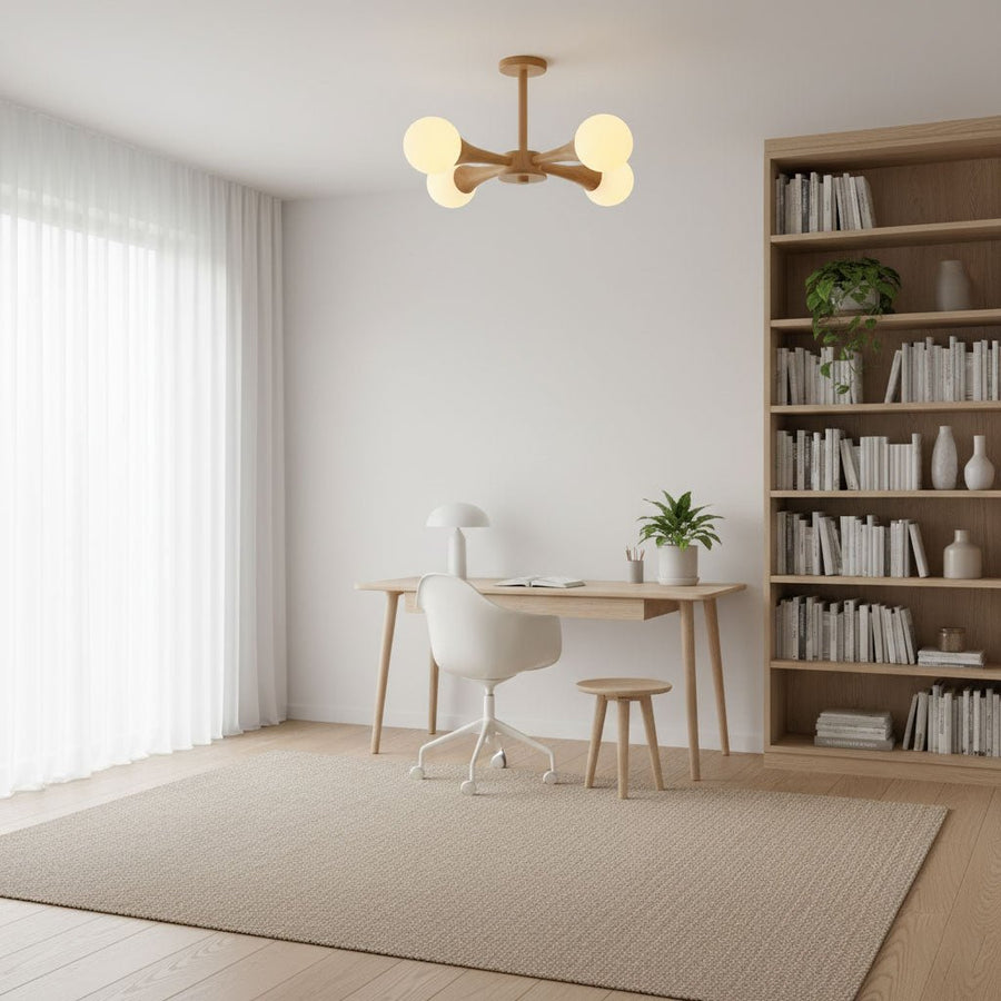 Wooden Chandelier with Natural Finish-Lighting > Chandeliers & Pendant Lights-casanuva-casanuva