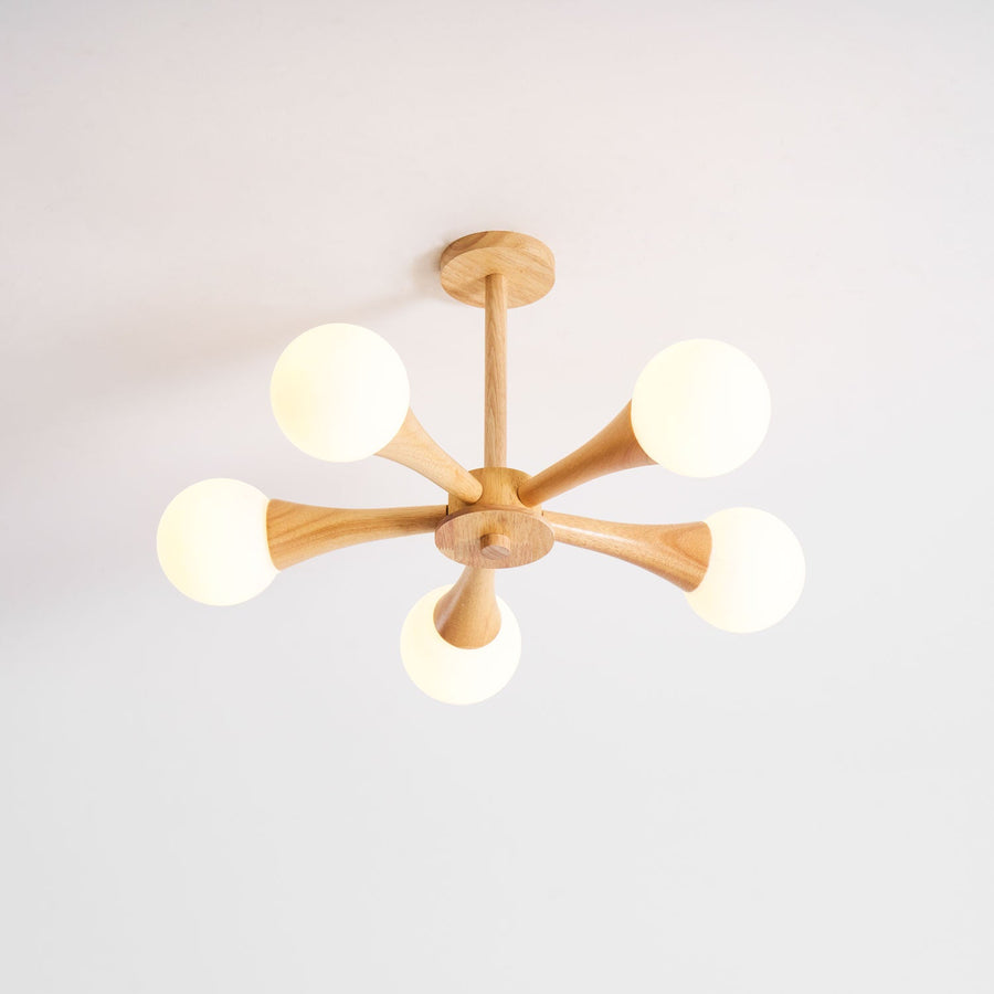 Wooden Chandelier with Natural Finish-Lighting > Chandeliers & Pendant Lights-casanuva-casanuva