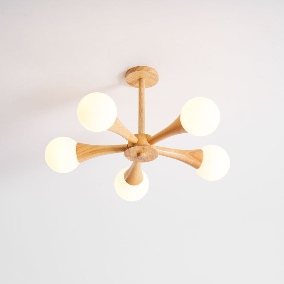 Wooden Chandelier with Natural Finish-Lighting > Chandeliers & Pendant Lights-casanuva-casanuva