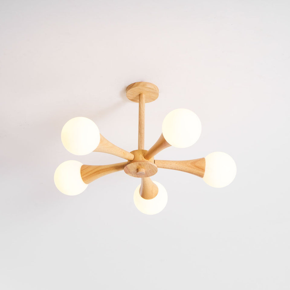 Wooden Chandelier with Natural Finish-Lighting > Chandeliers & Pendant Lights-casanuva-casanuva
