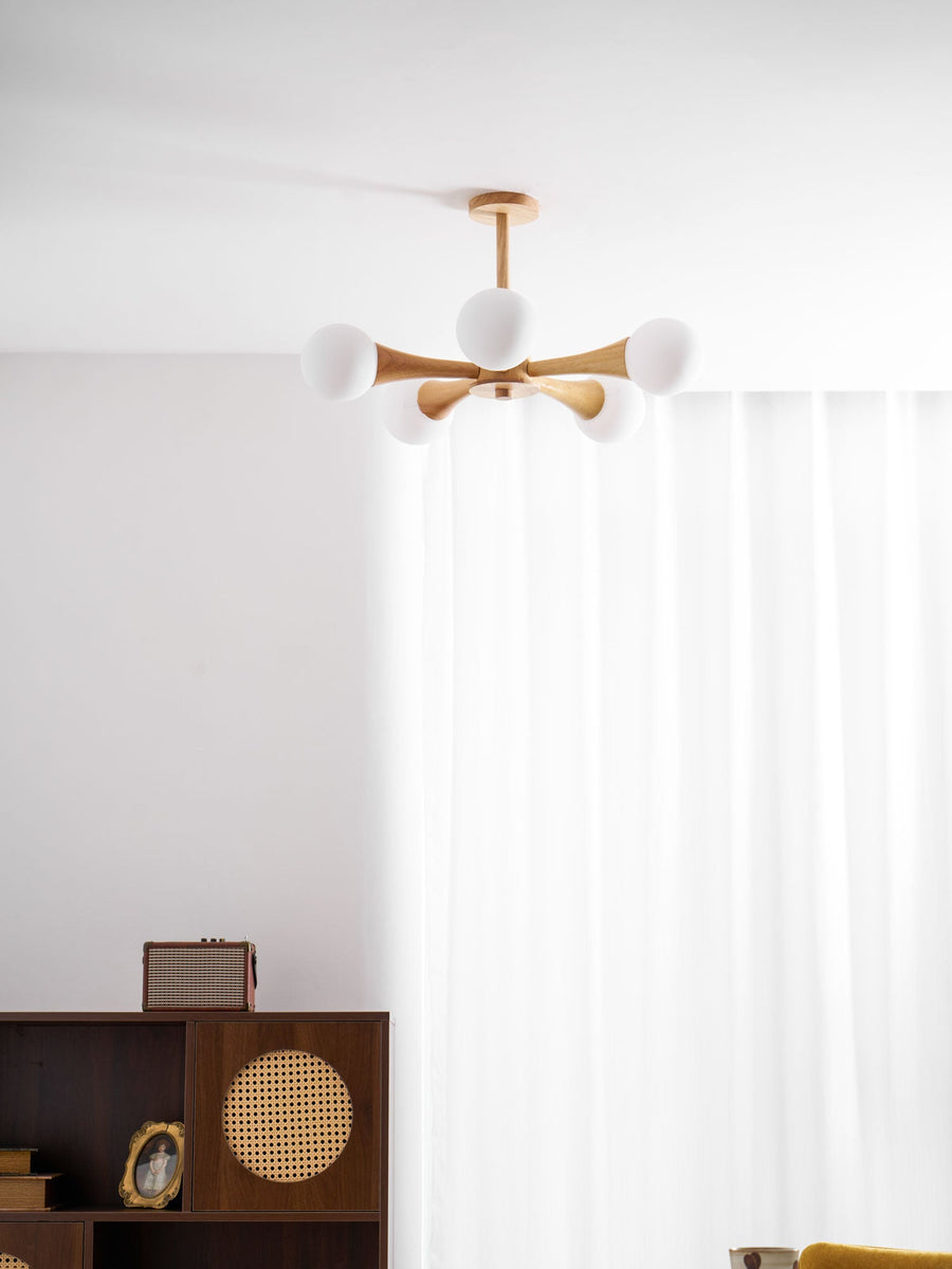 Wooden Chandelier with Natural Finish-Lighting > Chandeliers & Pendant Lights-casanuva-casanuva