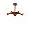 Wooden Chandelier with Natural Finish-Lighting > Chandeliers & Pendant Lights-casanuva-5 heads 25.6" x H 11.8"-Walnut Wood Color & White-casanuva