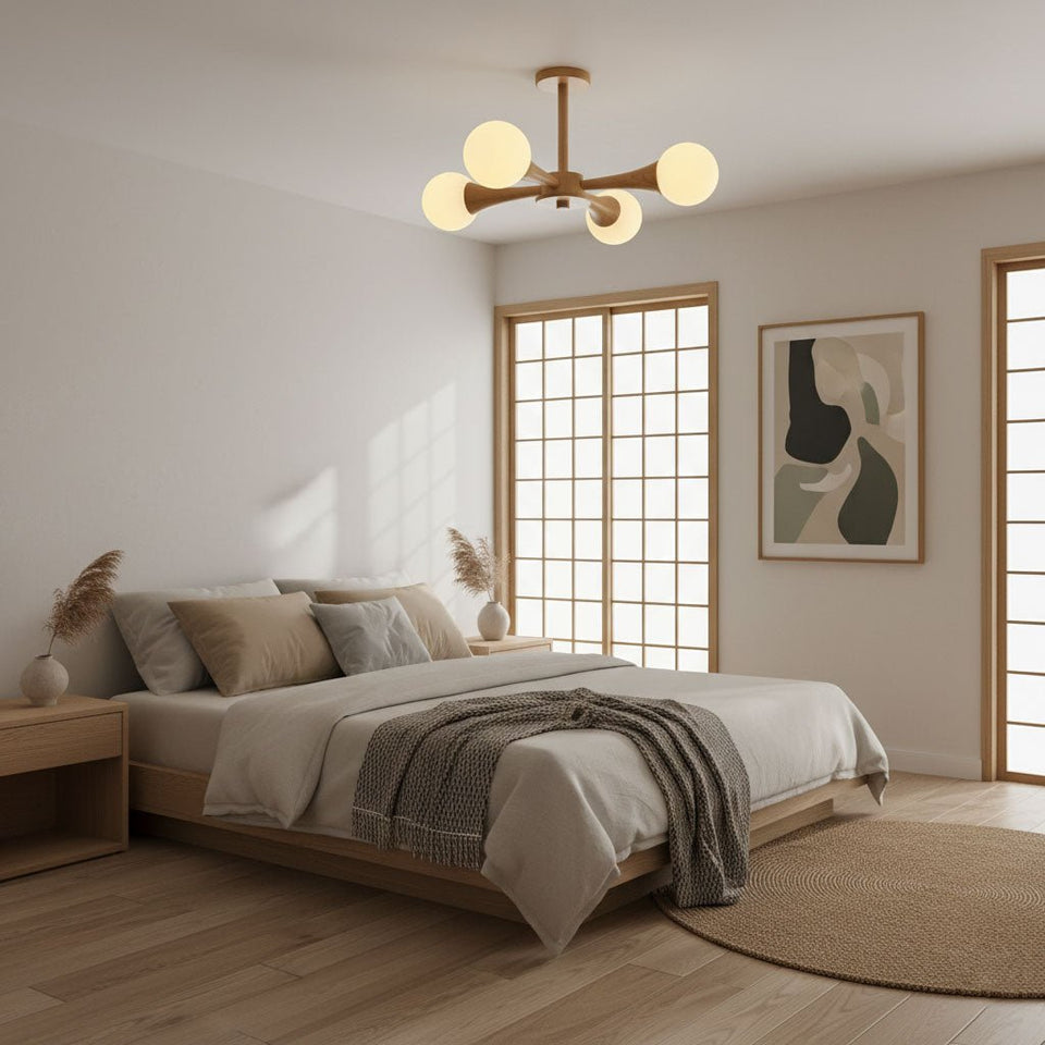Wooden Chandelier with Natural Finish-Lighting > Chandeliers & Pendant Lights-casanuva-casanuva
