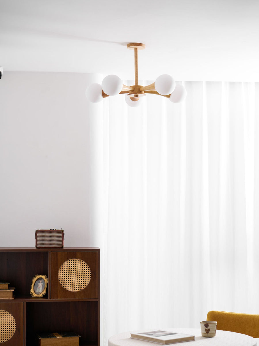Wooden Chandelier with Natural Finish-Lighting > Chandeliers & Pendant Lights-casanuva-casanuva
