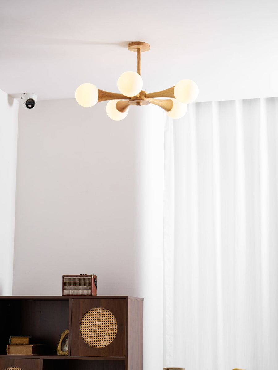 Wooden Chandelier with Natural Finish-Lighting > Chandeliers & Pendant Lights-casanuva-casanuva