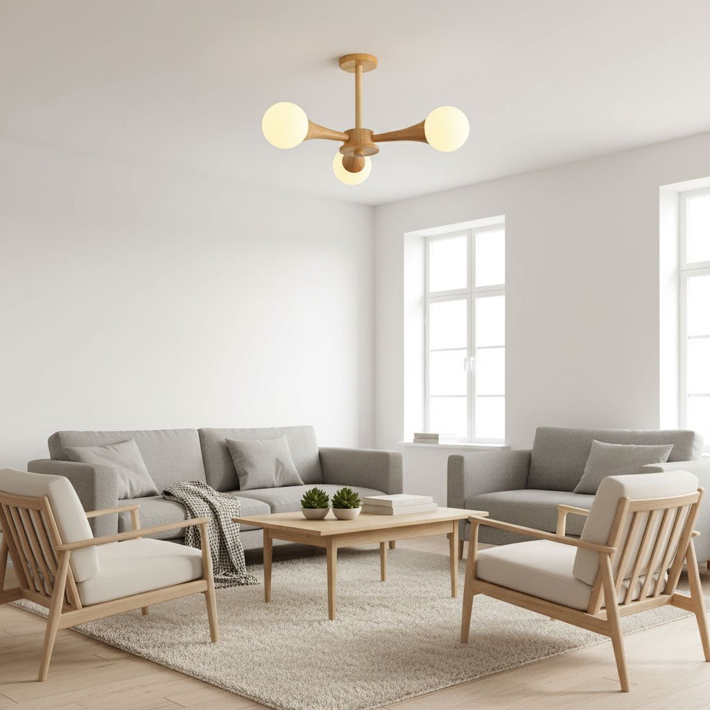 Wooden Chandelier with Natural Finish-Lighting > Chandeliers & Pendant Lights-casanuva-casanuva