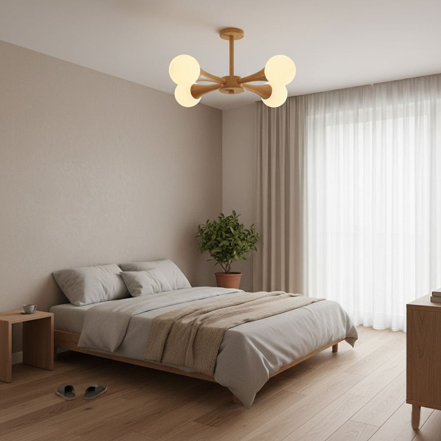 Wooden Chandelier with Natural Finish-Lighting > Chandeliers & Pendant Lights-casanuva-casanuva