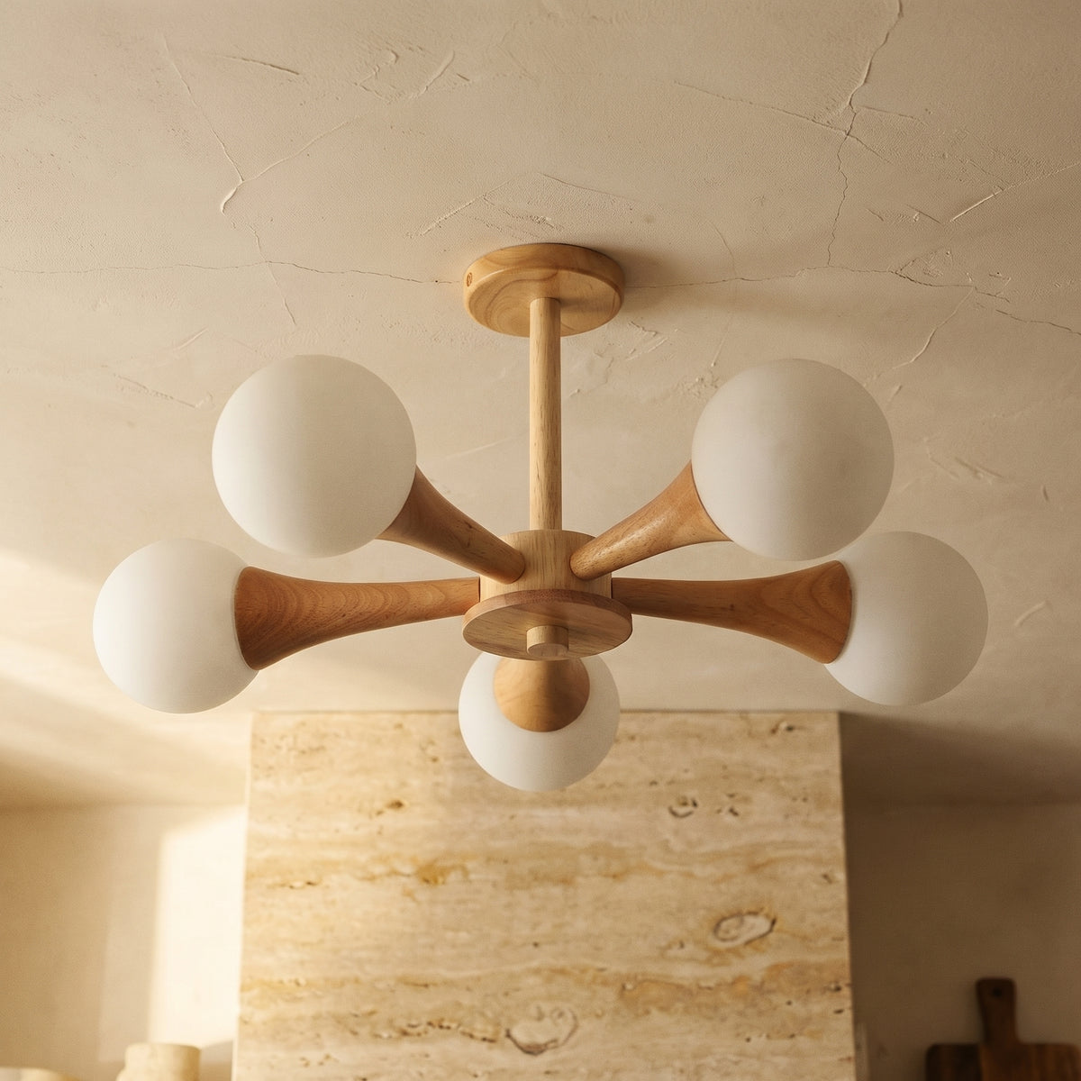 Wooden Chandelier with Natural Finish-Lighting > Chandeliers & Pendant Lights-casanuva-casanuva