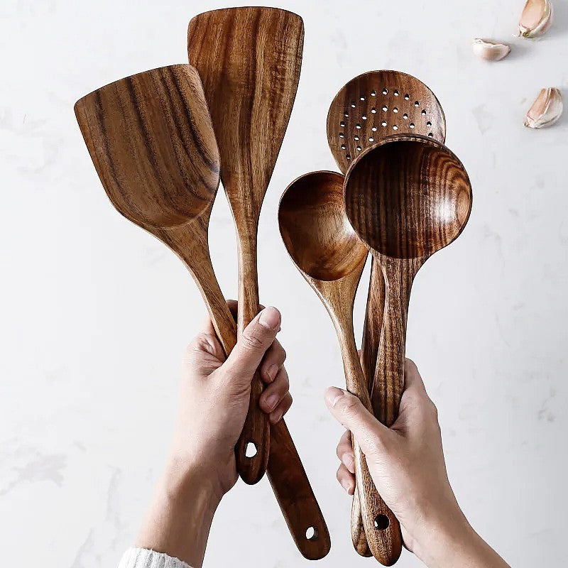 Wooden Cooking Utensil Set with Spatula Spoon and Turner-Kitchen & Dining > Cooking Utensils-casanuva-casanuva