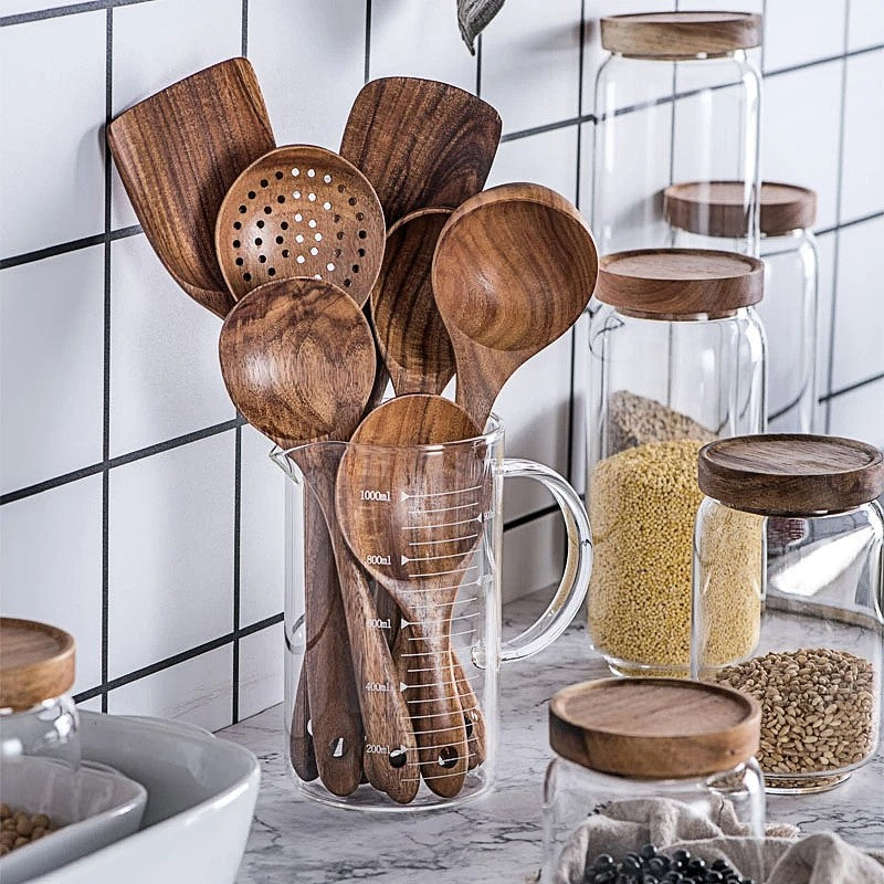 Wooden Cooking Utensil Set with Spatula Spoon and Turner-Kitchen & Dining > Cooking Utensils-casanuva-casanuva