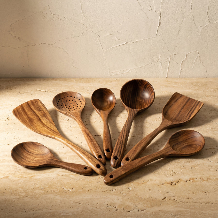 Wooden Cooking Utensil Set with Spatula Spoon and Turner-Kitchen & Dining > Cooking Utensils-casanuva-casanuva
