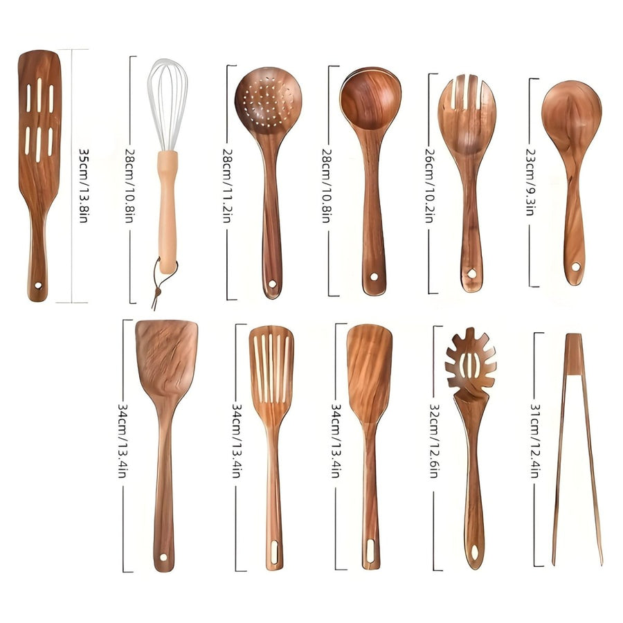 Wooden Kitchen Utensil Set 11 Piece Natural Cooking Tools-Kitchen & Dining > Cooking Utensils-casanuva-casanuva