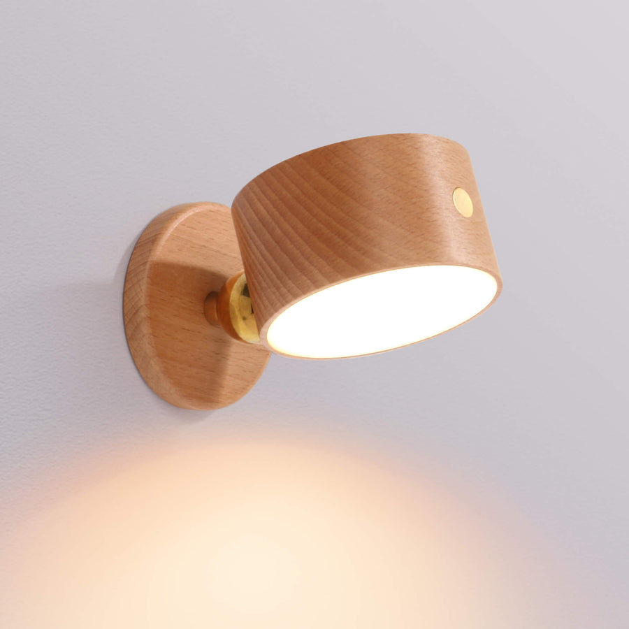 Wooden LED Night Light Rechargeable Touch Magnetic Wall Sconce Lamp-Lighting > Ambient Lighting-casanuva-Beech Wood-casanuva