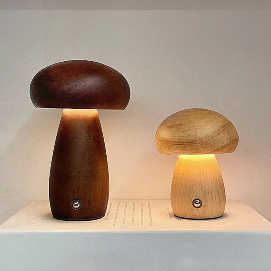 Wooden Mushroom Table Lamp-Lighting > Table Lamps-casanuva-casanuva