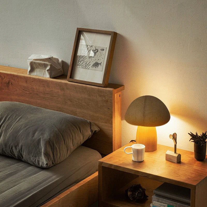Wooden Mushroom Table Lamp-Lighting > Table Lamps-casanuva-casanuva