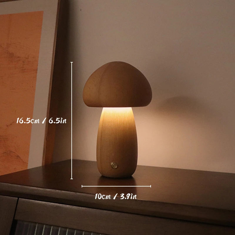 Wooden Mushroom Table Lamp-Lighting > Table Lamps-casanuva-Brown (Large)-casanuva