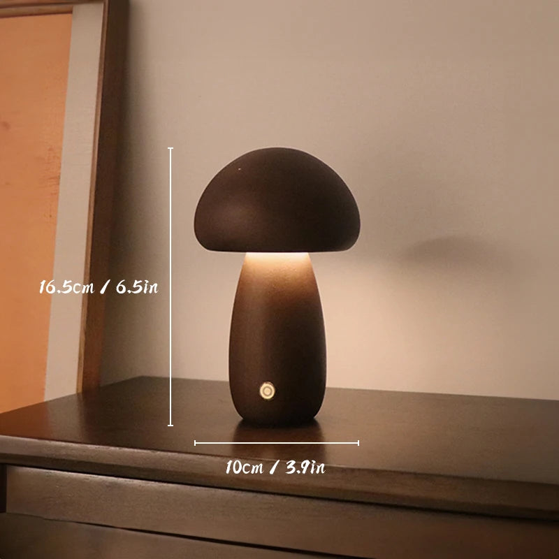 Wooden Mushroom Table Lamp-Lighting > Table Lamps-casanuva-Dark Brown (Large)-casanuva