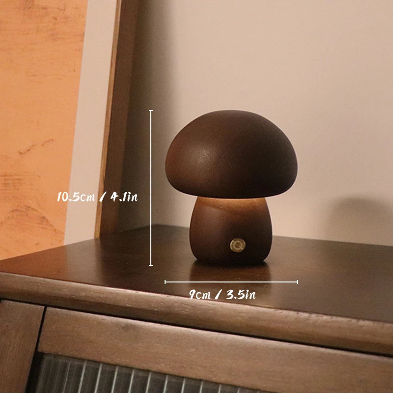 Wooden Mushroom Table Lamp-Lighting > Table Lamps-casanuva-Dark Brown (Small)-casanuva