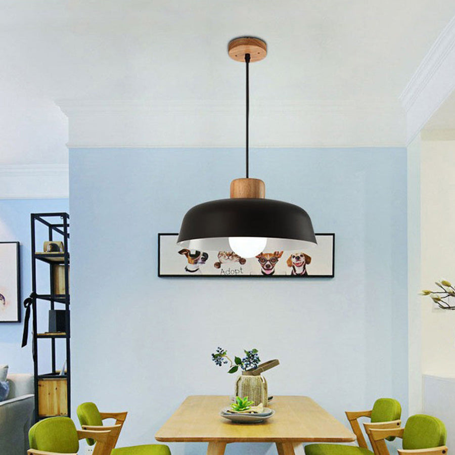 Wooden Pendant Light Nordic Style-Lighting > Pendant Lights-casanuva-Black-D30*H14cm-casanuva