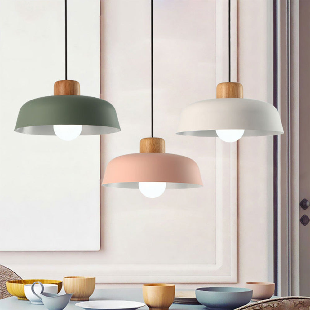 Wooden Pendant Light Nordic Style-Lighting > Pendant Lights-casanuva-White-D30*H14cm-casanuva