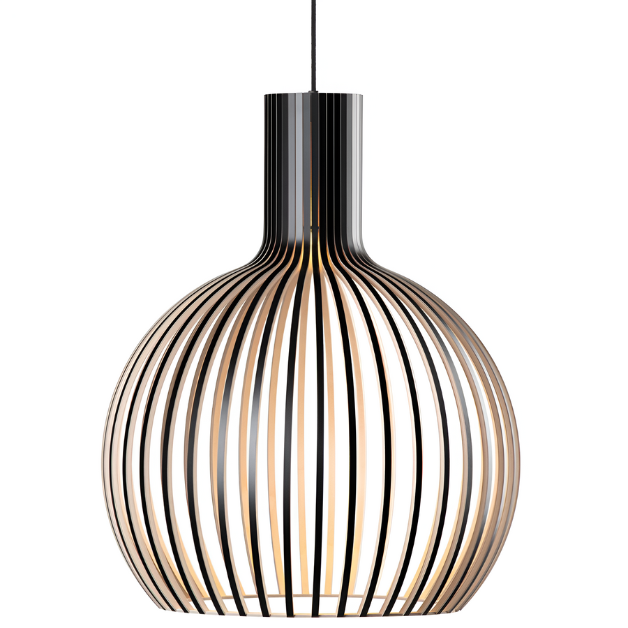 Wooden Pendant Light with Cage Shade Design-Lighting > Pendant Lights-casanuva-Black outside-23cm-casanuva