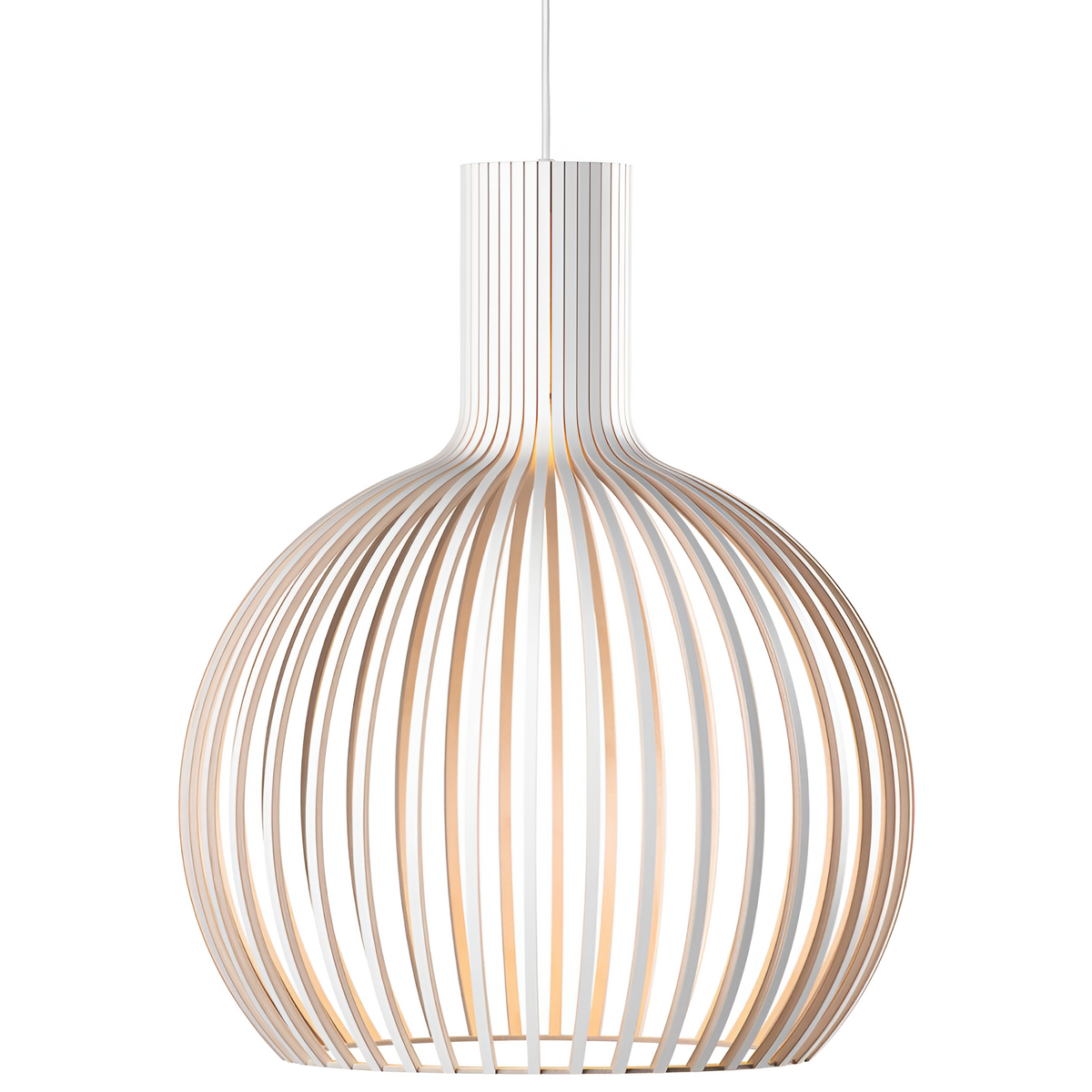 Wooden Pendant Light with Cage Shade Design-Lighting > Pendant Lights-casanuva-White outside-23cm-casanuva