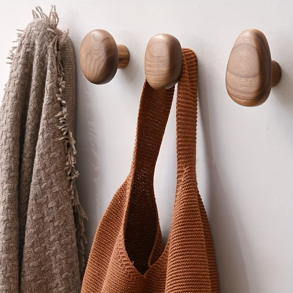 Wooden Round Wall Hooks Set for Coat and Hat Storage-Home Decor > Decorative Accessories-casanuva-casanuva