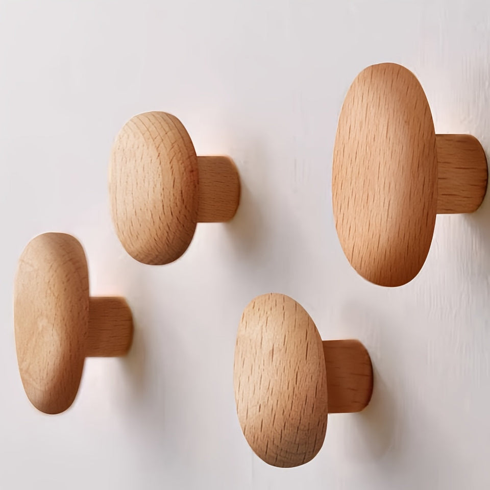 Wooden Round Wall Hooks Set for Coat and Hat Storage-Home Decor > Decorative Accessories-casanuva-casanuva