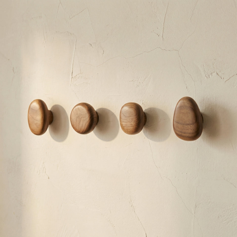 Wooden Round Wall Hooks Set for Coat and Hat Storage-Home Decor > Decorative Accessories-casanuva-casanuva
