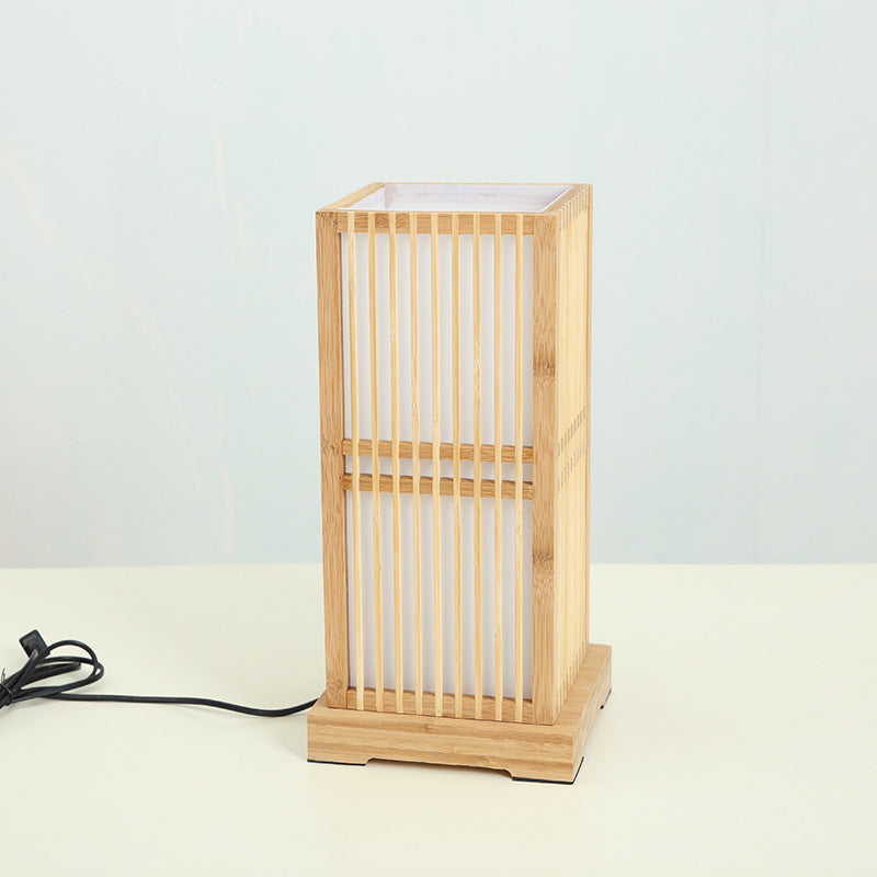 Wooden Square Column Table Lamp Japanese Minimalist Design-Lighting > Table Lamps-casanuva-casanuva