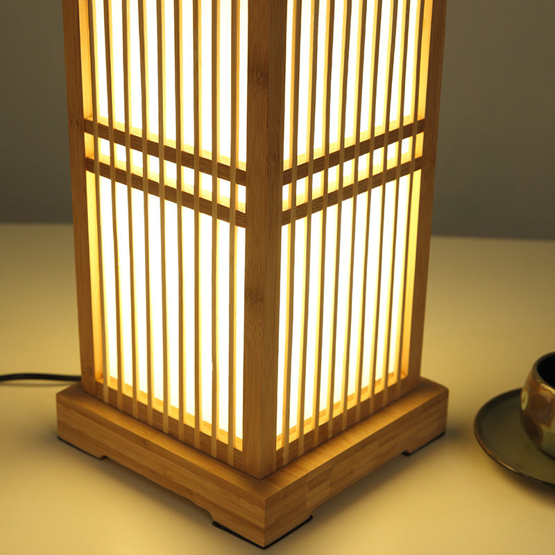 Wooden Square Column Table Lamp Japanese Minimalist Design-Lighting > Table Lamps-casanuva-casanuva