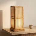 Wooden Square Column Table Lamp Japanese Minimalist Design-Lighting > Table Lamps-casanuva-casanuva