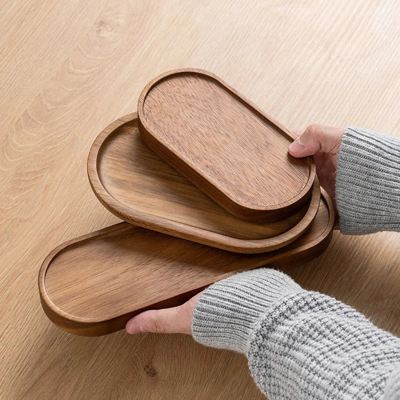 Wooden Tray Handcrafted Natural Design for Coffee Moments-Kitchen & Dining > Tableware-casanuva-Round Small-casanuva