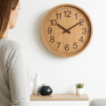Wooden Wall Clock 30 cm Quiet Natural Design-Home Decor > Clocks-casanuva-casanuva