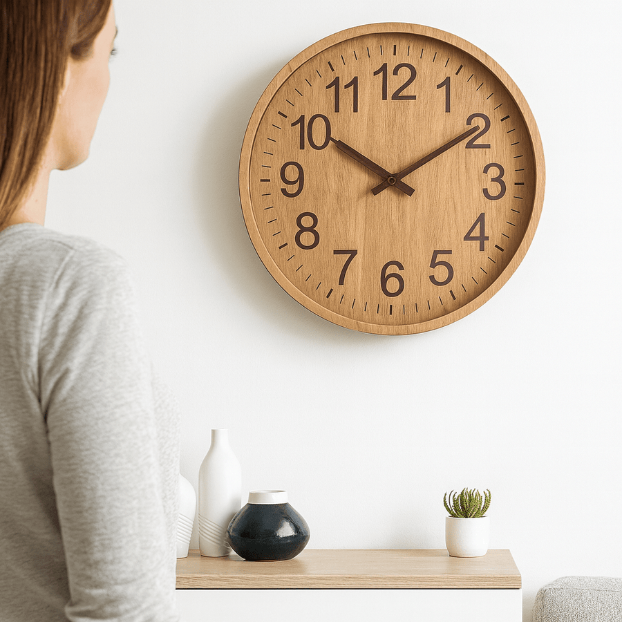Wooden Wall Clock 30 cm Quiet Natural Design-Home Decor > Clocks-casanuva-casanuva