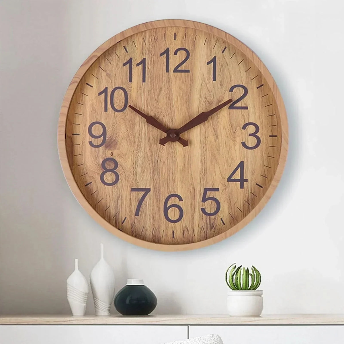 Wooden Wall Clock 30 cm Quiet Natural Design-Home Decor > Clocks-casanuva-casanuva