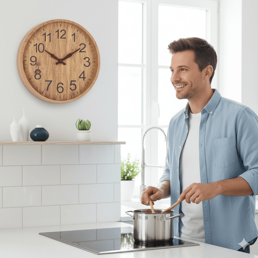 Wooden Wall Clock 30 cm Quiet Natural Design-Home Decor > Clocks-casanuva-casanuva