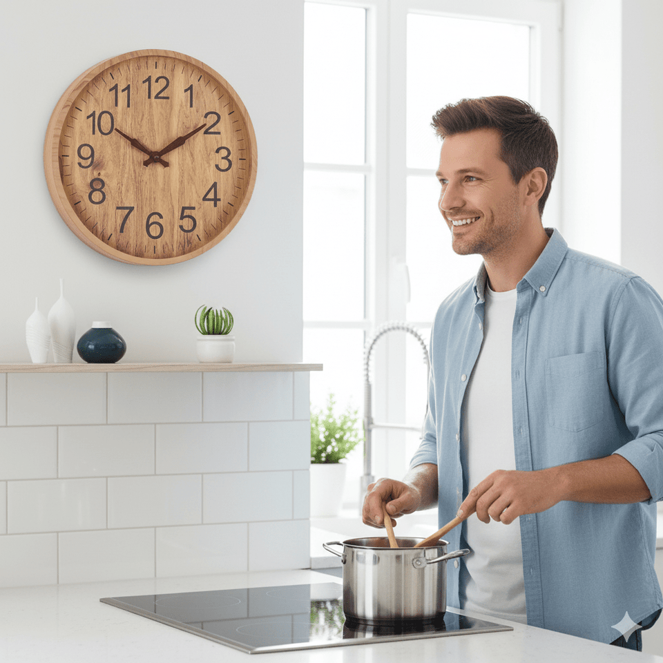 Wooden Wall Clock 30 cm Quiet Natural Design-Home Decor > Clocks-casanuva-casanuva