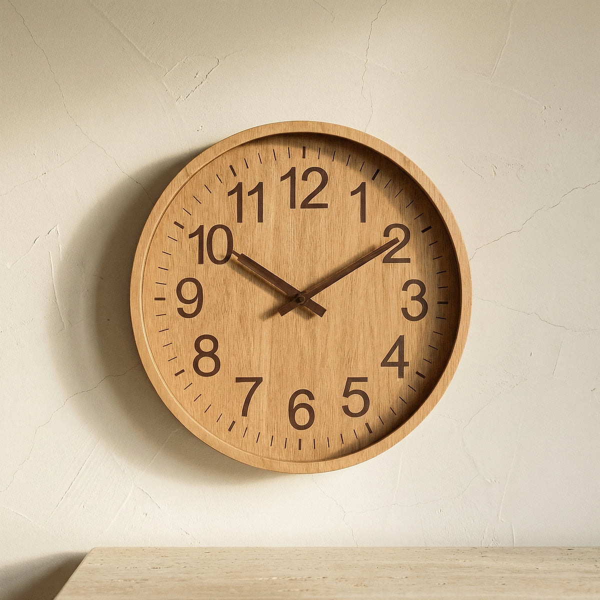 Wooden Wall Clock 30 cm Quiet Natural Design-Home Decor > Clocks-casanuva-casanuva